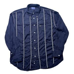 Faconnable Mens Navy Piping Button Down Shirt XL